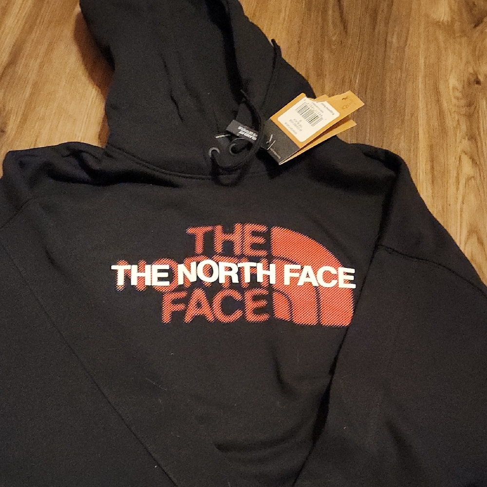 The North Face Black Hoodie with Red and White Logo
